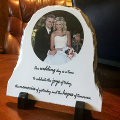 Half Oval Stone Photo Slate Plaques