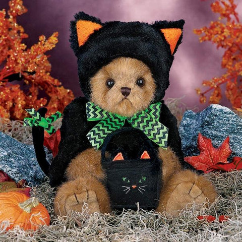 Picture of Halloween Plush Teddy Bear Midnight Magic in Black Cat Outfit