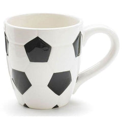 Hand-Painted Soccer Ball Ceramic Mugs - 6 Pack