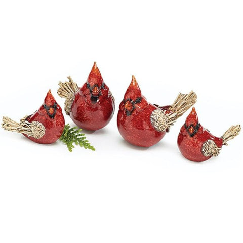 Picture of Hand Painted Country Cardinal Figurines - 4 pc Set