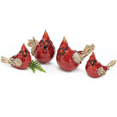 Hand Painted Country Cardinal Figurines - 4 pc Set