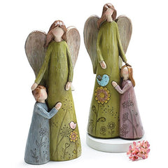 Hand Painted Mother Angel with Child Resin Figurines