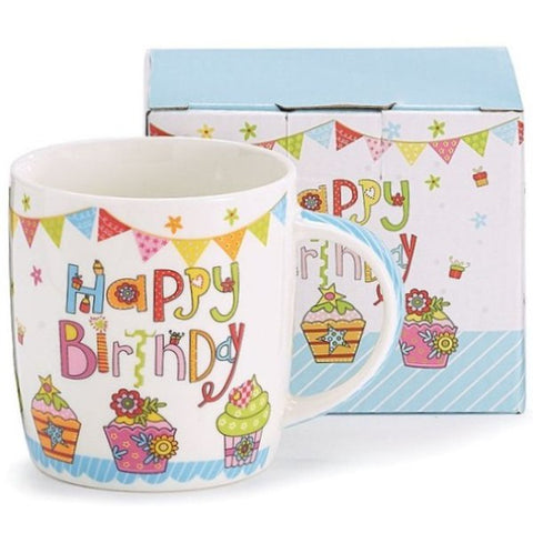 Picture of Happy Birthday Bone China Mugs - 6 Pack