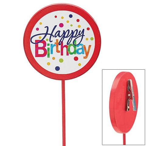 Picture of Happy Birthday Polka-Dots Wood Picks with Clip - 6 pack