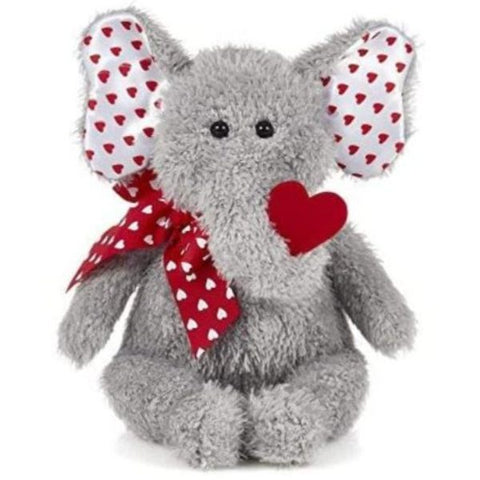 Picture of Hugh Loves You Plush Stuffed Animal Gray Elephant with Hearts