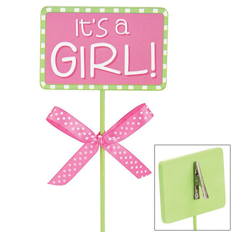 Picture of IT'S A GIRL Wood Picks with Clip - 6 pack