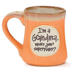 "I'm a Grandma, What's Your SuperPower?" Peachy Orange 18 oz. Coffee Mug - 4 Pack