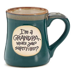 "I'm a Grandpa, What's Your SuperPower?" Dark Blue 18 oz. Coffee Mug