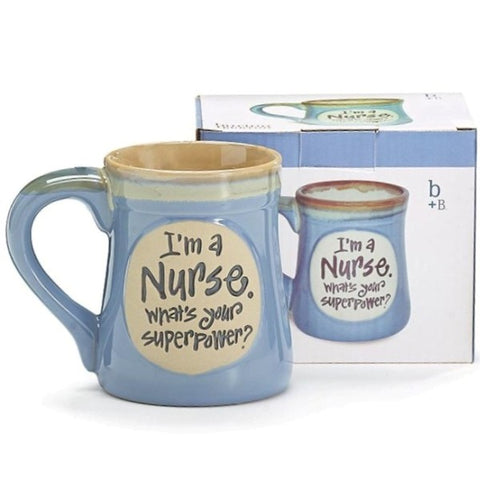Picture of "I'm a Nurse, What's Your SuperPower?" Light Blue 18 oz. Coffee Mugs - 4 Pack
