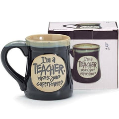 "I'm a Teacher, What's Your SuperPower?" Deep Black 18 oz. Coffee Mugs - 4 Pack