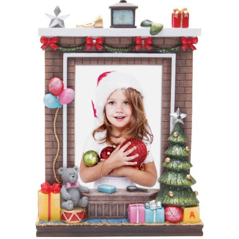 Picture of Light Up Fireplace Christmas Resin Picture Frame