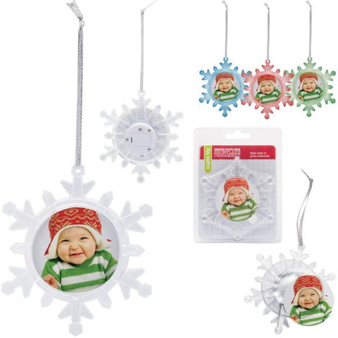 Picture of Light Up Snowflake Photo Ornaments - 6 Pack