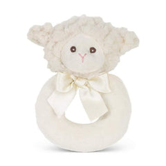 Lil' Lamby Soft Plush Cream Lamb Ring Rattles - 6 Pack