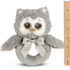 Lil' Owlie Plush Gray Owl Soft Ring Rattles - 6 Pack