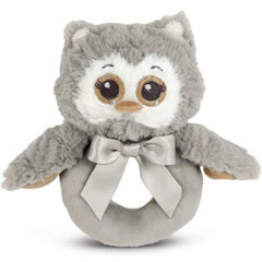 Lil' Owlie Plush Gray Owl Soft Ring Rattles - 6 Pack