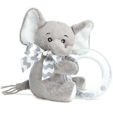 Picture of Lil' Spout Gray Elephant Shaker Toy Ring Rattles - 6 Pack