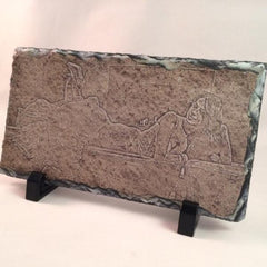 Photo Sandy Ground Drawing on Long Rectangular Stone Slates