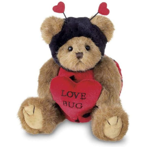 Picture of Love Bug Plush Stuffed Teddy Bear in Ladybug Suit and Holding Heart