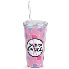 "Love to Dance" 20 oz. Acrylic Travel Cup with Straw - 6 Pack