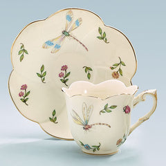 Morning Meadows Porcelain Teacup and Saucer Sets - Pack of 2 Sets