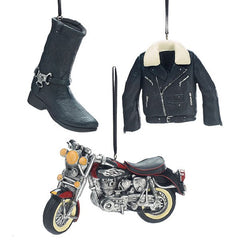 3 Piece Motorcycle Biker Theme Hanging Ornament Set