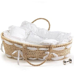 Natural Moses Basket with White Beding