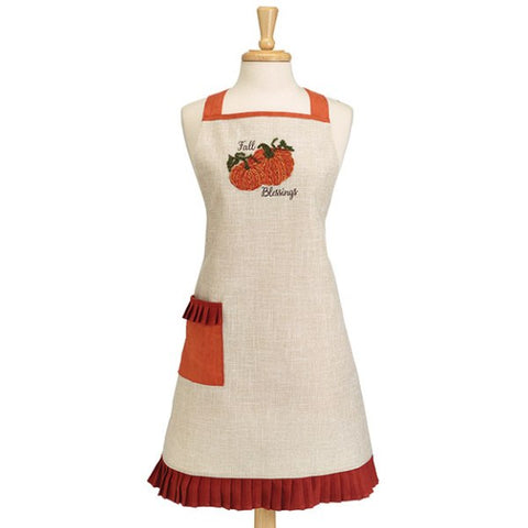 Picture of Natural Linen Apron with Pumpkins