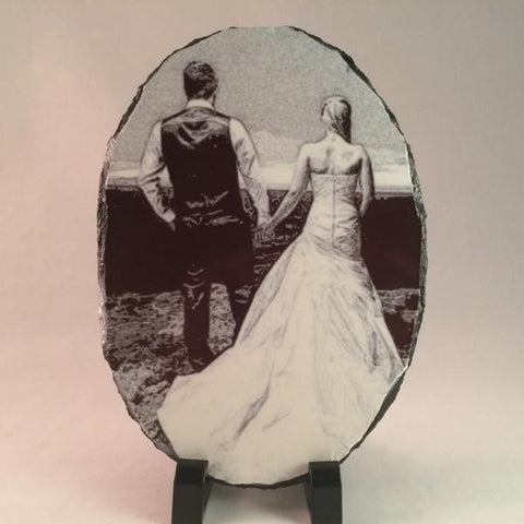 Picture of Photo Pencil Drawing on Oval Stone Slates