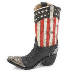 Patriotic Cowboy Boot Resin Vase