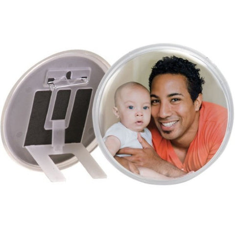 Picture of Pin Back Snap-in Photo Button and Round Picture Frame in One - 12 Pack