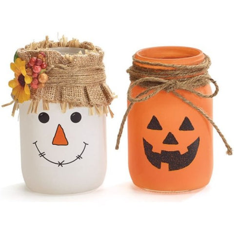 Picture of Pint Mason Jars Scarecrow and Jack-O-Lantern - Pack  of 12 Sets