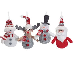 Plush Christmas Character Ornaments - 4 Piece Set