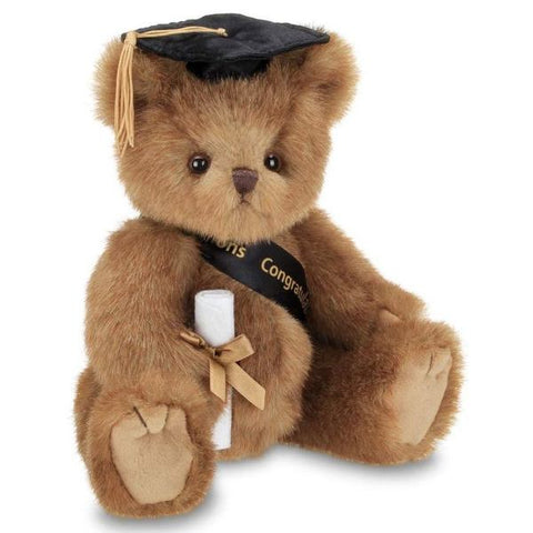 Picture of Plush Stuffed Graduation Teddy Bear Smarty in Black Cap
