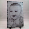 Photo Pencil On Wall Drawing Printed on Rectangular Stone Slates