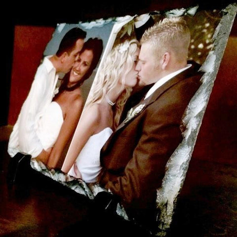 Picture of Two Photos Printed on Rectangular Stone Slates