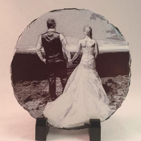 Picture of Photo Pencil Drawing on Round Stone Slates