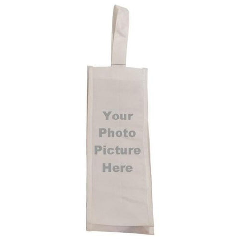 Picture of White Canvas 4" Gusset Wine Bag for Your Picture