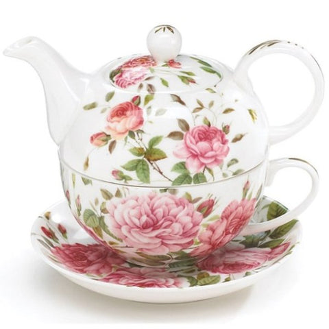 Picture of Saddlebrooke Pink Rose Porcelain Stacked Teapot - Pack of 2