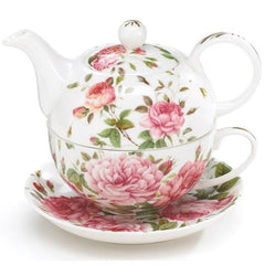 Saddlebrooke Pink Rose Porcelain Stacked Teapot