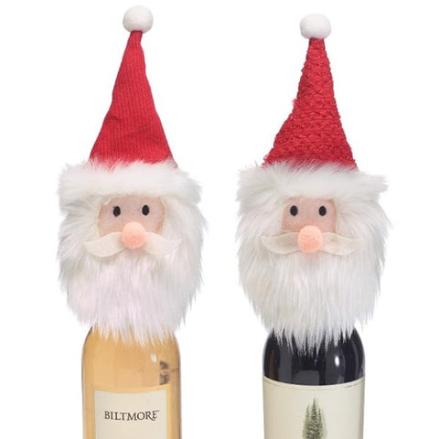 Picture of Santa Head Bottle Toppers - 2 pc Set