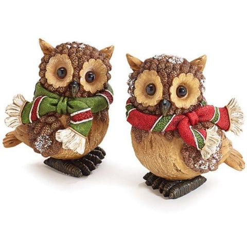 Picture of Sculpted, Crafted and Hand-painted Resin Pine Cone Owl Figurines