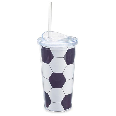 Picture of Soccer Ball Design Acrylic Travel Cup with Straw - 6 Pack