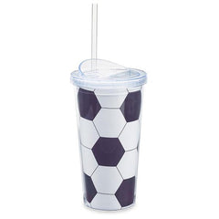 Soccer Ball Design Acrylic Travel Cup with Straw - 6 Pack