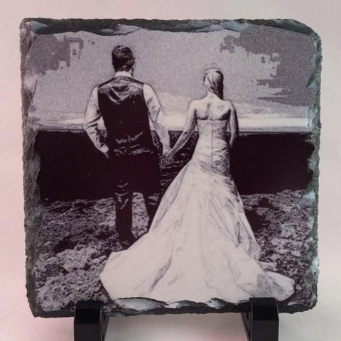 Picture of Photo Pencil Drawing on Square Stone Slates