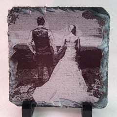 Photo Pencil On Wall Drawing Printed on Square Stone Slates