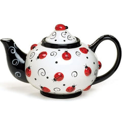 Lovely Ladybug Teapot with Raised Design and Swirls - 2 Pack