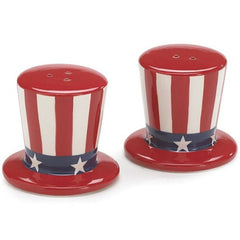 Uncle Sam USA Flag Patriotic Hat Salt and Pepper Shaker Set