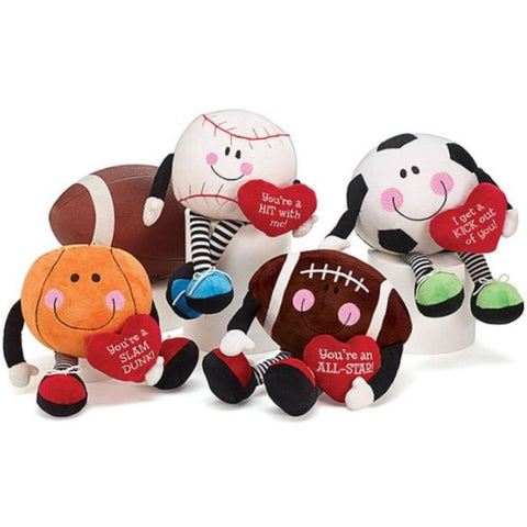 Picture of Plush Valentine Sports Balls with Dangle Legs - 4 Pack