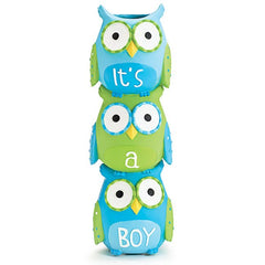 WHO'S CUTEST BOY Blue Owls Stacked Resin Vase - 3 Pack