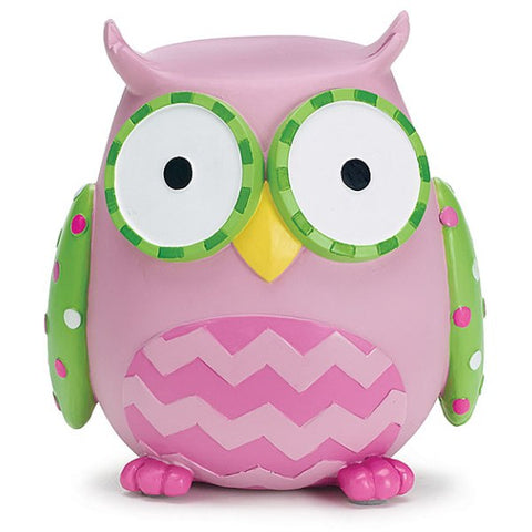 Picture of WHO'S CUTEST GIRL Pink Owl Resin Banks - 2 Pack